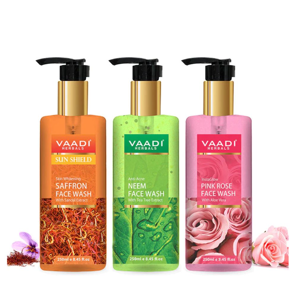 VAADI Pack of 3 Luxurious Face Wash Skin Whitening Saffron Anti